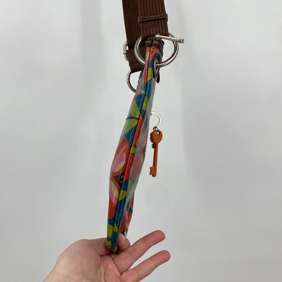 Fossil Key-Per Sling Crossbody Bag Women Size OS Green Brown Floral Canvas Purse - Picture 8 of 15